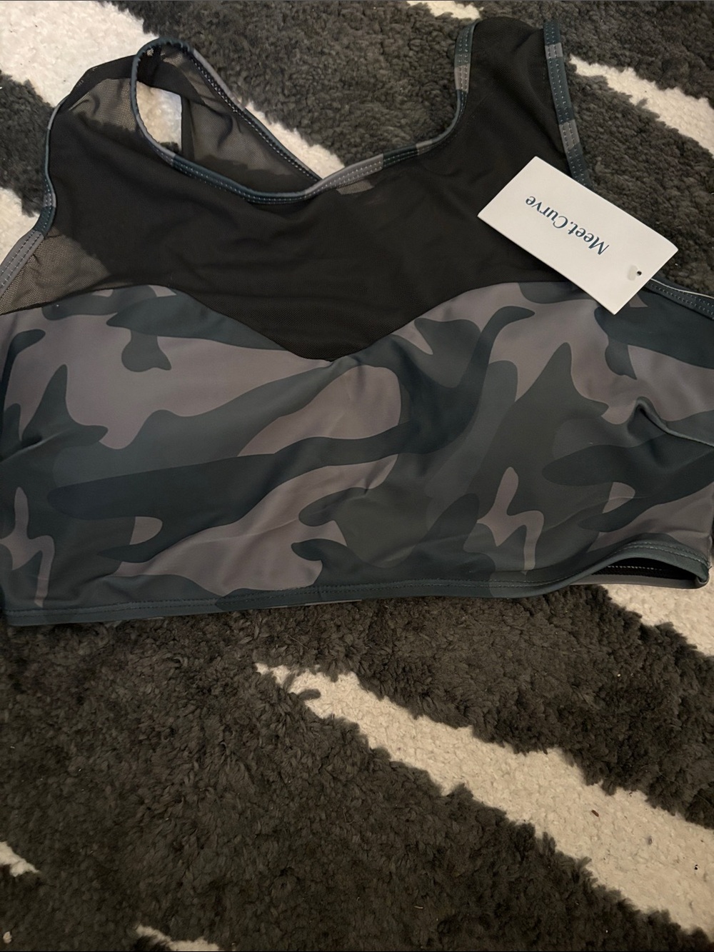 Meet Curve Women’s Black Camo Sports Swim Top